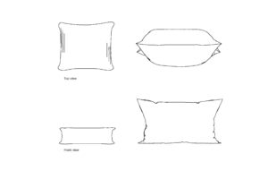 autocad drawing of throw pillows, plan and elevation 2d views, dwg file free for download