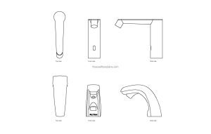 autocad drawing of touchless sink faucets, 2d views, plan and elevation dwg file free for download