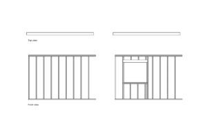 autocad drawing of a wall framing, plan and elevation 2d views, dwg file free for download