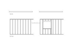 autocad drawing of a wall framing, plan and elevation 2d views, dwg file free for download
