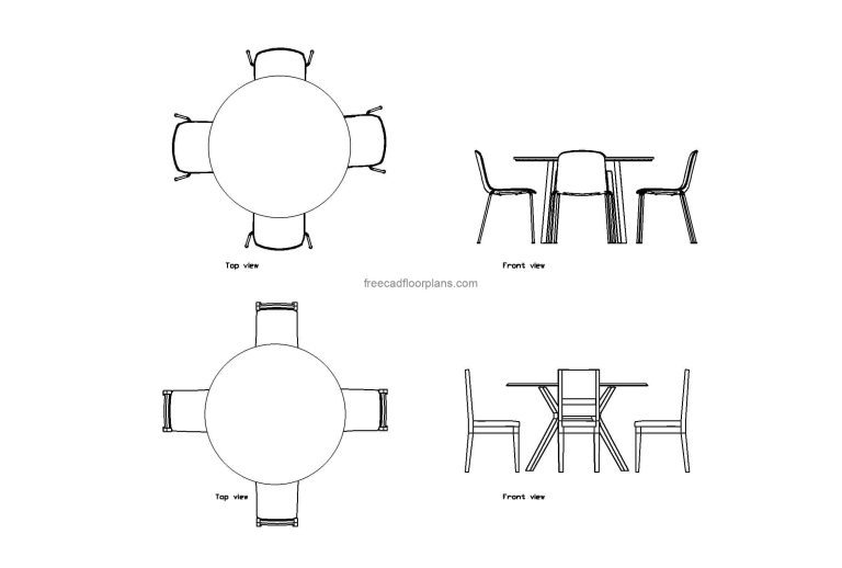 Circular Dining Tables, Plan+Elevation
