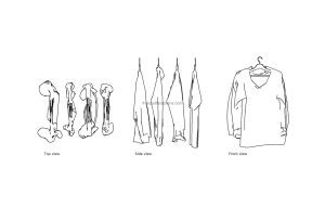 autocad drawing of different closet clothes, plan and elevation 2d views, dwg file free for download
