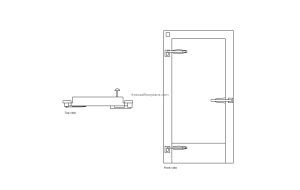 autocad drawing of a cold room door, plan and elevation 2d views, dwg file free for download