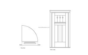 autocad drawing of a craftsman door, plan and elevation 2d views, dwg file free for download