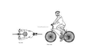autocad drawing of a cyclist plan and elevation 2d views, dwg file free for download
