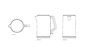 autocad drawing of a kettle, plan and elevation 2d views, dwg file free for download