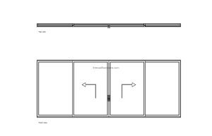 autocad drawing of a lift and slide door, plan and elevation 2d views, dwg file free for download