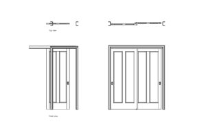 autocad drawing of a pocket and sliding door, plan and elevation dwg file free for download