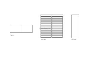 autocad drawing of a rolling door cabinet, 2d plan and elevation, dwg file free for download