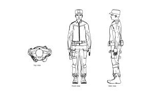 autocad drawing of a security guard, plan and elevation 2d views, dwg file free for download