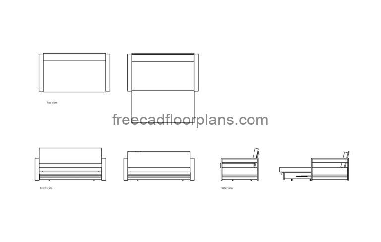 Sofa Cum Bed, AutoCAD Block