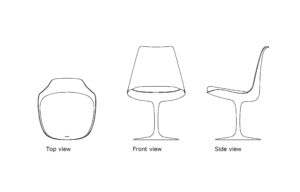 autocad drawing of the saarinen tulip chair, 2d plan and elevation views, dwg file free for download
