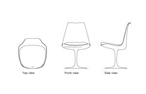 autocad drawing of the saarinen tulip chair, 2d plan and elevation views, dwg file free for download