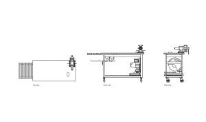 autocad drawing of a welding table, plan and elevation 2d views, dwg file free for download