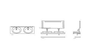 autocad drawing of a shelf style double vanity, plan and elevation 2d views, dwg file free for download