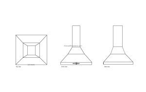 autocad drawing of an aspirator hood, plan and elevation 2d views, dwg file free for download