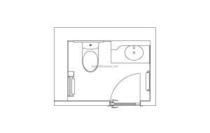 autocad drawing of a half bathroom, 2d plan and elevation dwg file for free download