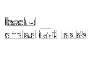 autocad drawing of interior office elevations, 2d views, dwg file free for download