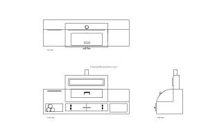 autocad drawing of an outdoor bbq grill, plan and elevation 2d views, dwg file free for download