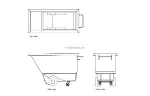autocad drawing of a recycling tilt truck, plan and elevation 2d views, dwg file free for download