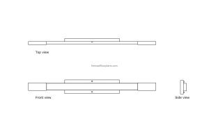 autocad drawing of a vanity bar light, plan and elevation 2d views, dwg file free for download