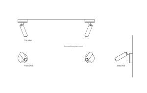 autocad drawing of a wall reading light, plan and elevation 2d views, dwg file free for download