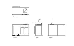 autocad drawing of a wet bar, plan and elevation 2d views, dwg file free for download
