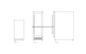 autocad drawing of a 12 inch wine cooler, plan and elevation 2d views, dwg file free for download
