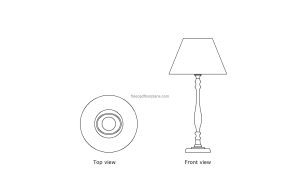 autocad drawing of a candlestick lamp, plan and elevation 2d views, dwg file free for download