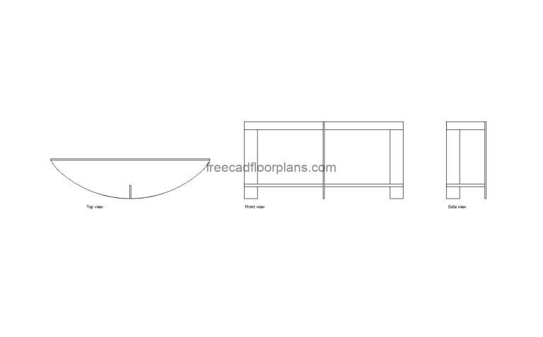 Curved Console Table, AutoCAD Block