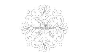 autocad drawing of a floral pattern, 2d front views, dwg file free for download