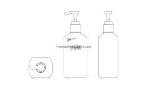 autocad drawing of a hand sanitizer, plan and elevation 2d views, dwg file free for download