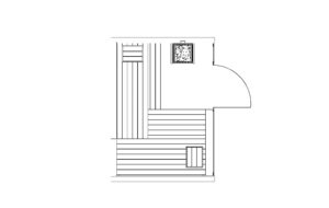 autocad drawing of a sauna room, plan 2d view, dwg file free for download
