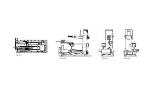 autocad drawing of a tire changer machine, dwg file 2d views, plan and elevation, for free download