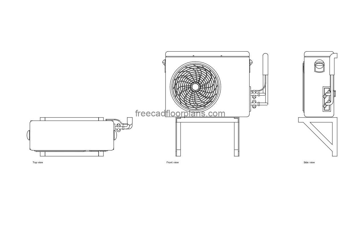 condenser with base autocad 2d drawing, plan and elevation 2d views, dwg file free for download
