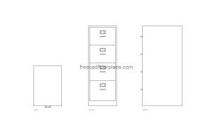 filing cabinet autocad drawing, plan and elevation 2d views, dwg file free for download