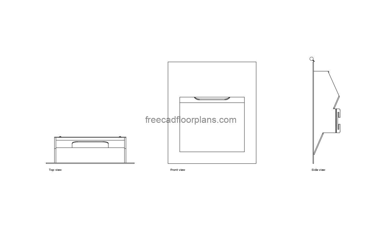 autocad drawing of a food light, plan and elevation 2d views, dwg file free for download