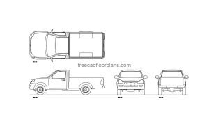 isuzu dmax autocad drawing, plan and elevation 2d views, dwg file free for download