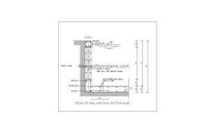 pool slab foundation detail autocad drawing, 2d view, dwg file free for download