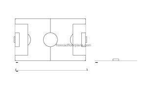 Soccer field autocad drawing, plan and elevation 2d views, dwg file free for download