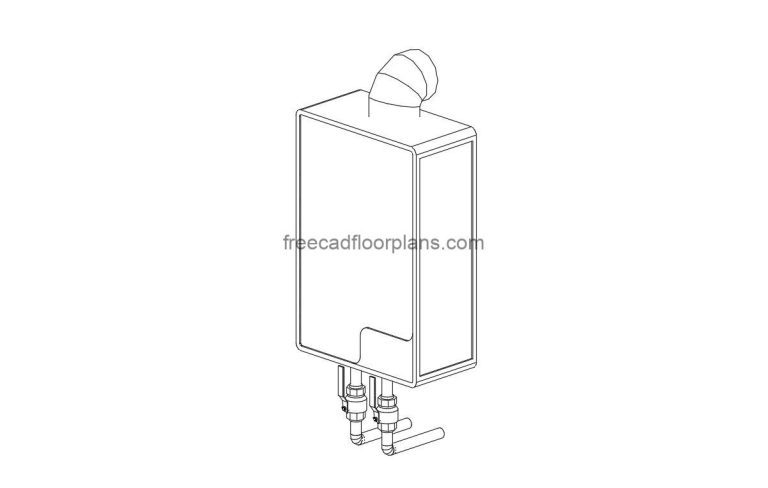 Tankless Water Heater Isometric, AutoCAD Block
