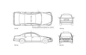 taxi cad plan and elevation 2d views, autocad drawing, dwg file free for download