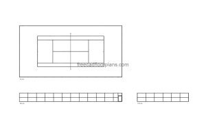 tennis court autocad drawing, plan and elevation 2d views, dwg file free for downloa