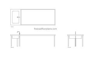 autopsy table autocad drawing, plan and elevation 2d views, dwg file free for download
