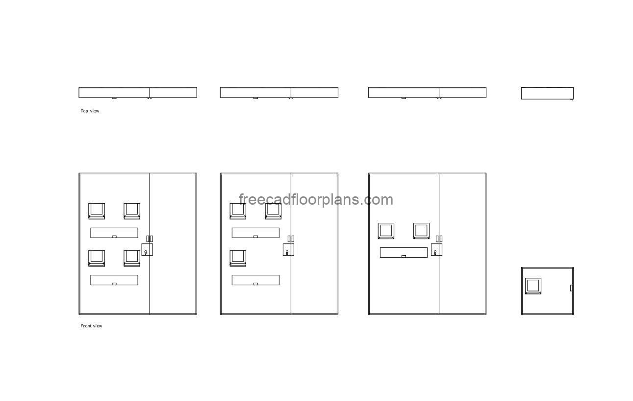 breaker box autocad drawing, plan and elevation 2d views, dwg file free for download