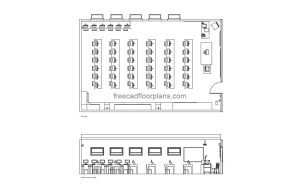 computer classroom autocad drawing, 2d views, dwg file free for download