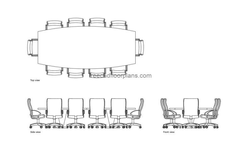 Conference Table For 10, AutoCAD Block