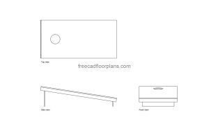 cornhole autocad drawing, plan and elevation 2d views, dwg file free for download