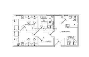 autocad drawing of laboratory, plan 2d view, dwg file free for download