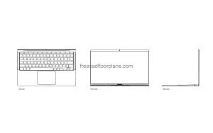 macbook air autocad drawing, plan and elevation 2d views, dwg file free for download